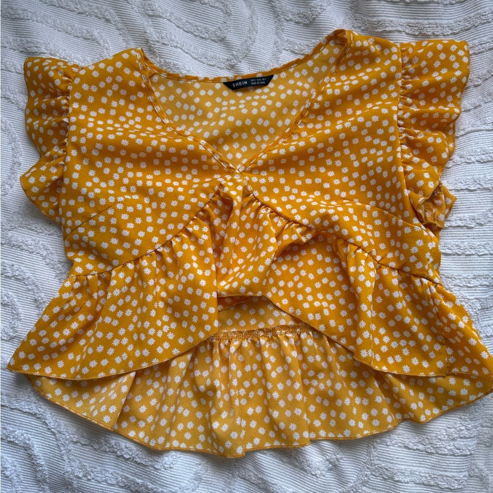 Floral Orange Blouse Top
